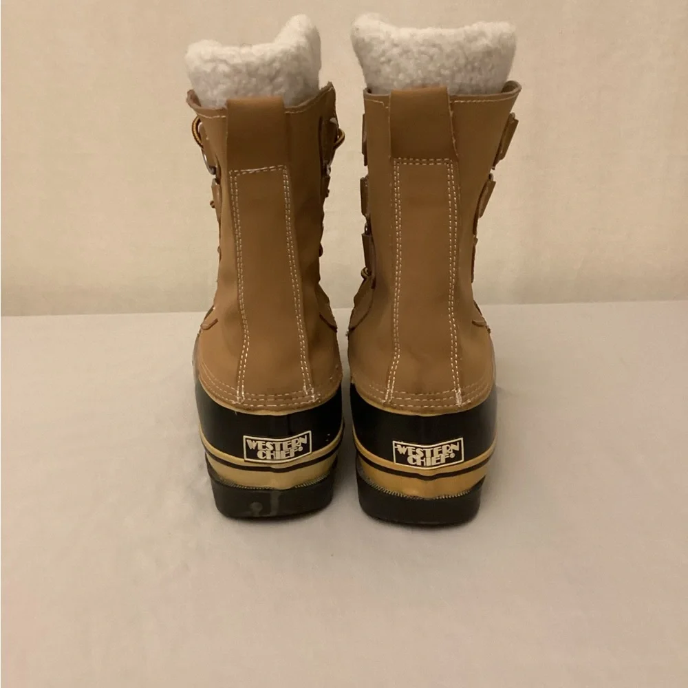 Western Chief Men’s Snow Rain Insulated Boots Tan Lace Up Thinsulate Size 8
